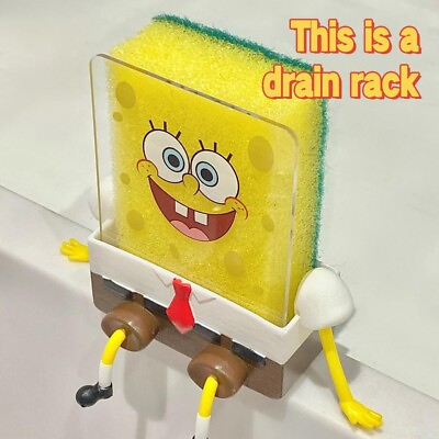 #ad Cartoon Sponge Holder SpongeBob Kitchen Organizer Storage Drain Rack Holder US $9.99