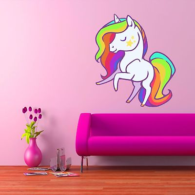 #ad Unicorn Wall Art Sticker Decal Mural Girls Bedroom Unicorns Vinyl WSDCB26 $40.49