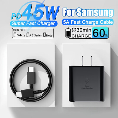 #ad #ad 45W USB C Super Fast Wall Charger 6FT Cable For Samsung Galaxy S23 S22 S21 S20 $3.99