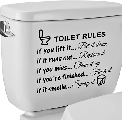 #ad DIY Removable Toilet Rules Wall Art Decals Stickers Washroom Bathroom Sign Kids $15.49