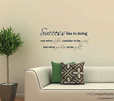 #ad SUCCESS MOTIVATION VINYL WALL DECAL STICKER QUOTE HOME OFFICE DECOR LETTERING $24.99
