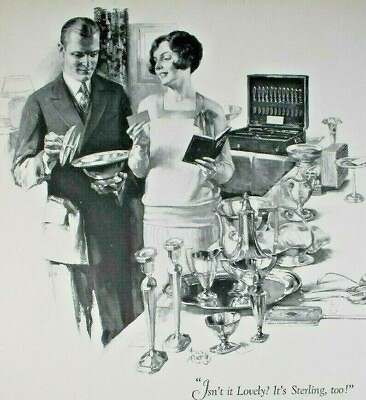 C.1927 Sterling Silversmiths Guild Of America Ad. Art Deco. Kitchen Decor. VTG $10.00