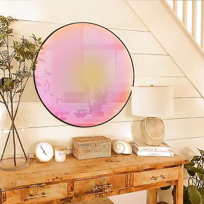 #ad 28 Inch Round Mirror Circle Mirror Wall Decor Mirror for Wall Hanging $74.25