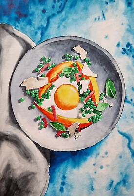 #ad Breakfast Painting Kitchen Art Kitchen Wall Art Original Watercolor Painting $20.00