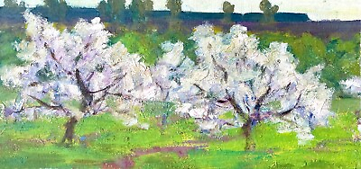 #ad #ad Original Painting Vintage Home Decor Art Spring Bloom May Nature Artwork Blossom $275.00