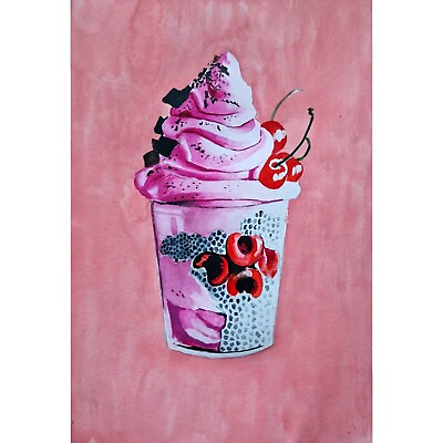 #ad #ad Ice Cream Painting Kitchen Art Kitchen Wall Art Original Art Watercolor Painting $25.00