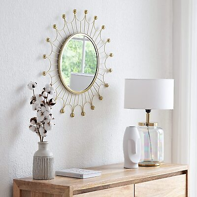 #ad Gold Sunburst Metal Wall Art Mirror Accent Abstract Sculpture Hanging Home Decor $66.99