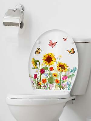 #ad Butterfly Sunflower Toilet Wall Sticker Decal Modern PVC Creative Decor Wall Art $7.64