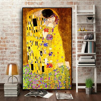 #ad The Kiss by Gustav Klimt Painting Canvas Wall Art Paintings Decoration Classic $12.87