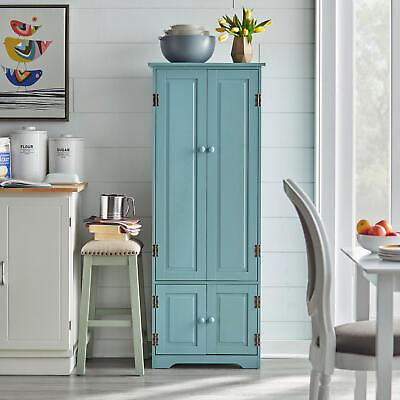 #ad Country Style Antique Blue Kitchen Cabinet Storage Organizer Cupboard 5ft Tall $259.77