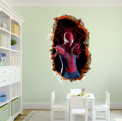 #ad NEW 3D Spiderman Removable Wall Stickers FOR Kids Home Decal play room Decor USA $8.81