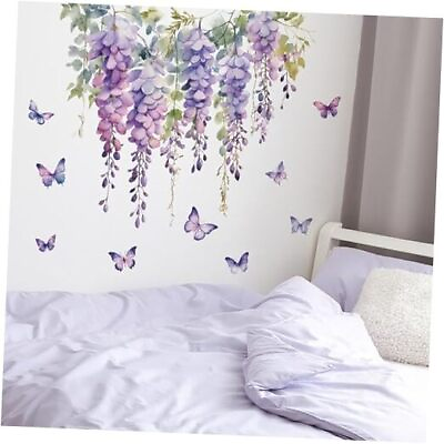 #ad #ad Flower Vines Wall Sticker Purple Hanging Floral Vine Wall Decal for Vines a $22.56