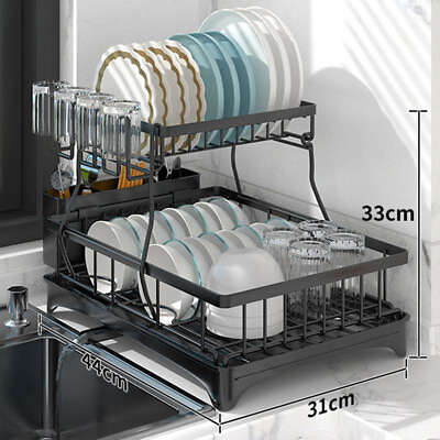 #ad #ad Dish Drying Rack 2 Tier Dish Racks for Kitchen Counter with Drainboard $27.99
