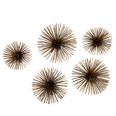 #ad Set of 5 Gold Toned Metal Urchins Starburst Wire Home Decor Wall Hangings $61.99