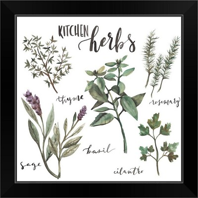 #ad #ad Kitchen Herbs Black Framed Wall Art Print Herbs amp; Spices Home Decor $64.99