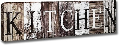 Kitchen Wall Decor Home Sign Wood Framed Art Canvas Decorative Signs $14.97