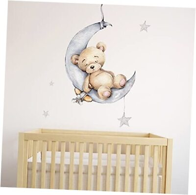 #ad #ad Teddy Bear Sleeping on The Moon Nursery Decals for Wall Baby Room Nursery $22.03