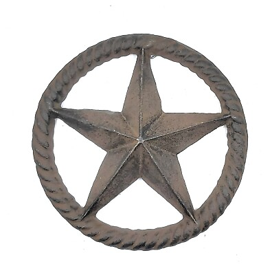 #ad Texas Star with Rope Edge Plaque Cast Iron Western Barn Rustic Style Decor $17.50