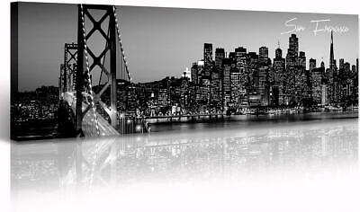 #ad San Francisco Wall Art Black and White Cityscape Wall Decor for Living Room C... $72.18