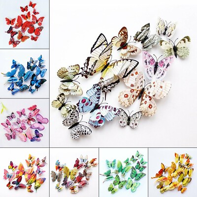 #ad Colourful 3D Butterflies Wall Art Stickers Wall Decal Home Decor Girls Room GIFT $6.91