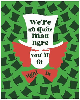#ad Alice Wonderland Mad Hatter Quote Poster Wall Decor for Bedroom Posters Insp $15.17