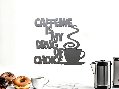#ad CAFFEINE DRUG Funny Metal Kitchen Wall Art Decor Sign Coffee Lover Gift Idea $35.00