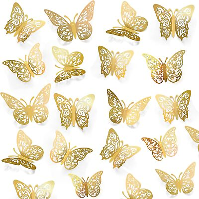 #ad #ad 72 Gold Butterfly Decorations: 3 Sizes 4 Styles 3D Wall Decor for Parties $20.68