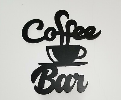 #ad Coffee Bar Rustic Country Kitchen Farmhouse retro wood wall art Sign $9.86