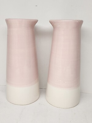 #ad 2 Pcs Ceramic Vase Pink Flower Vase for Modern Home Decor Living Room $17.79