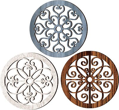 #ad Blulu 3 Pieces Thicken Rustic Wall Decor Farmhouse Wall Art Decor Wood Hanging D $21.41