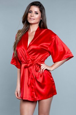 #ad BeWicked Satin Home Alone Robe Red $33.00