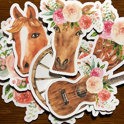 Cowgirl Watercolour Horse Flowers Waterproof UV Gloss Matte Vinyl Stickers C $8.00