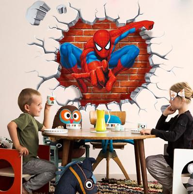 #ad US 3D Wall Stickers Spider man Spiderman Cartoon Room Decal Wallpaper Removable $10.99