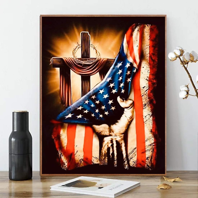#ad #ad Paint by Numbers American Flag Paint by Numbers Cross DIY Canvas Paint by Number $29.91