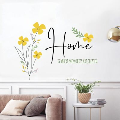 #ad Vinyl Quotes Home With Flowers Wall Stickers For Home Decoration $16.65