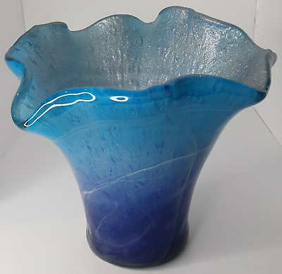 #ad Il Quadrifoglio Vase Hand Decorated in Italy Blue Mid Century Modern Home Decor $90.99