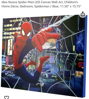 #ad Spider Man LED Lighted Canvas Wall Art Children#x27;s Décor 11.50 X 15.75 $11.00