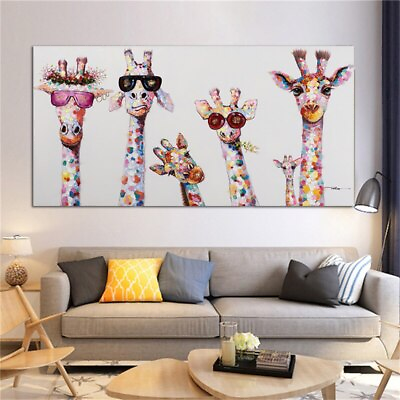 #ad Cute Giraffe Childs Room Decor Canvas Painting Animal Print Wall Art Wall Poster $4.31