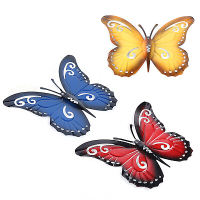 #ad Butterfly Wall 3D Art Decals Home Room Decorations Decor 3PCS Red Blue Yellow $15.16