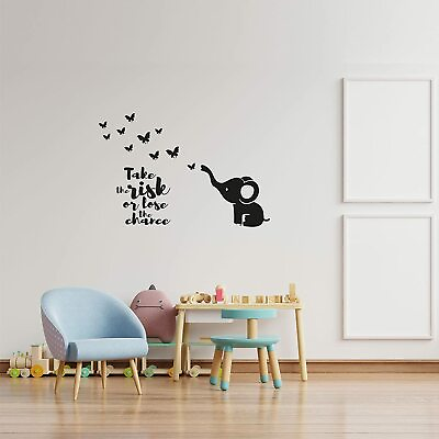 #ad Take The Risk Quote Elephant Animal Wall Art Stickers for Kids Home Room Decals $14.00