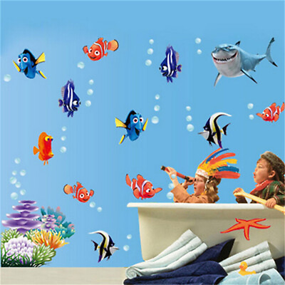 #ad Cartoon Sea Fish Wall Stickers Removable Bathroom Nursery Home Decor Decals $8.69
