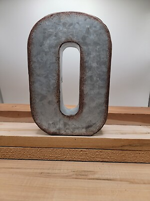 #ad 7quot; quot;Oquot; Galvanized Metal Letters Wall Decor 3D Letter Hanging or Freestanding $8.00