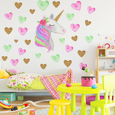 #ad Unicorn Wall Stickers DecalsUnicorn Wall Decals for Gilrs Kids Bedroom Birthday $19.96