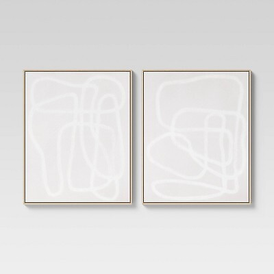 #ad Set of 2 24quot; x 30quot; Line Drawing Wall Canvases Gray White Threshold $41.99