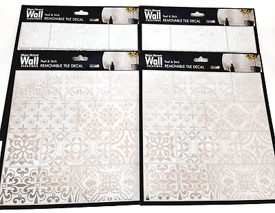 #ad 4 Peel amp; Stick 8 x 8 Removable Silver Inlay Wall Tile Decal Stickers $9.99