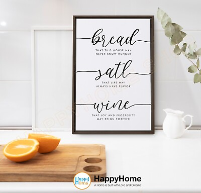 Bread Salt Wine Sign Wall Art Kitchen Decor Inspirational Print Home Decor P706 $36.05