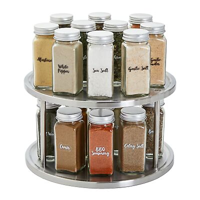#ad #ad 2 Tier Lazy Susan 360° Turntable Kitchen Spice Organizer Rack for Cabinet 10.5quot; $18.49