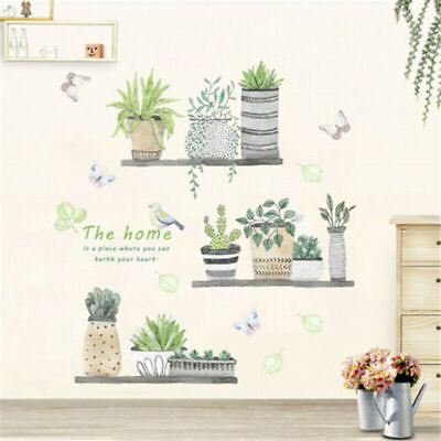 #ad Wall Stickers Home Decor Simple Art Kitchen Stickers DIY Flower Potted Plants $8.46