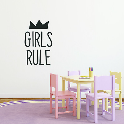 #ad Cute Wall Decal for Girls Bedroom Girls Rule 28quot; x 17quot; Vinyl Art Decals fo $17.99