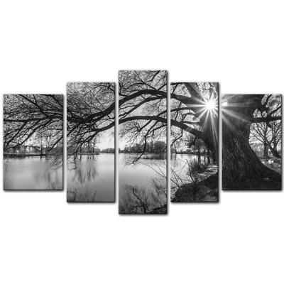#ad Wall Art Canvas Prints Picture Black And White Tree Silhouette Landscape Photo $58.98